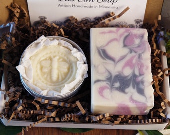 Handmade Soap and Beeswax Lotion Bar Gift Set - Made with Shea and Cocoa Butter, Artisan Handmade Gift Idea