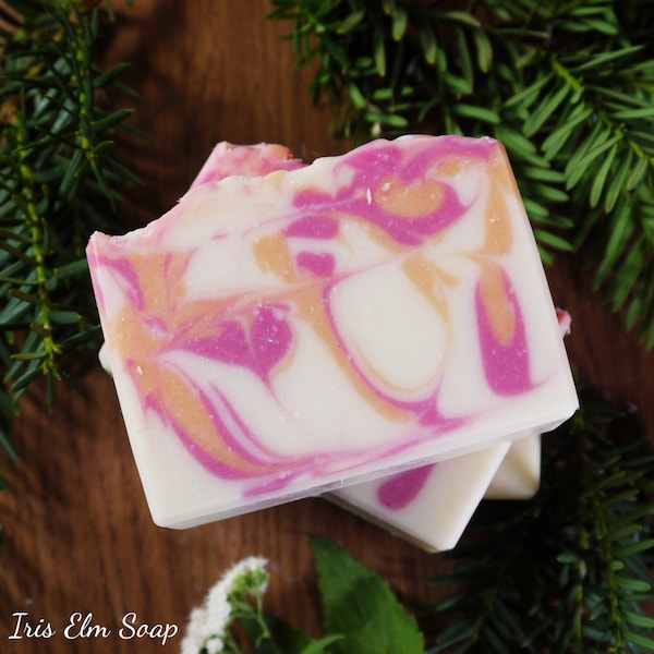 Honeysuckle Soap - Shea and Cocoa Butter Floral Soap, Vegan Palm Free Soap, Artisan Handmade Bar Soap, Spa Bath Gift, Cold Process Soap
