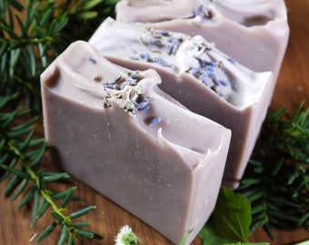 Lavender Soap - Essential Oil Shea and Cocoa Butter Soap, All Natural, Vegan Palm Free Soap, Artisan Handmade Bath Bar Soap Cold Process