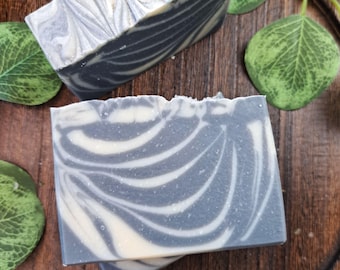 Soothing Sandalwood Soap - Handmade Vegan Shea & Kokum Butter Soap, Activated Charcoal