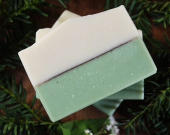 Garden Mint and Cucumber Soap - Shea Butter Soap, Vegan Palm Free Soap, Artisan Homemade Bar Soap, Spa Bath and Body Gift Handmade Clay Soap