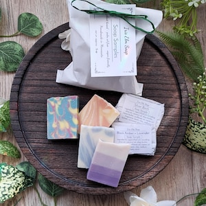 Handmade Soap Samples Pack: 5oz, Vegan Palm Free, Variety of Scents, Homemade Gift, Cold Process Sampler