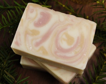 Pink Grapefruit Soap - Vegan Handmade Soap Bar, Clay Bath Soap, Artisan Soap Gifts for Friend, Shea Cocoa Butter Soap, Palm Free