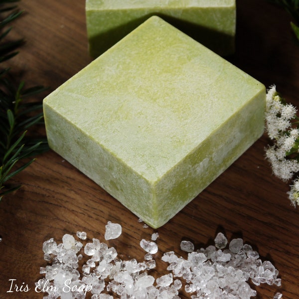 Bergamot and Tarragon Sea Salt Bar Soap - Vegan Handmade Coconut Oil Soap, Spa Bath and Hand Soap, Artisan Soap Gifts for Her