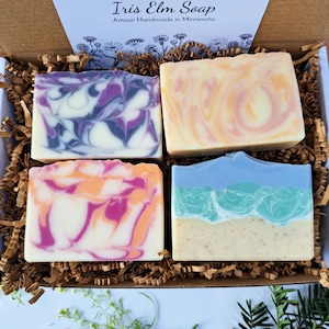 You Choose - Soap Gift Box Set of 4 Soap Bars - Artisan Handmade Palm Free Soap, Birthday Gift Idea, Thank you Gifts, Spa Gift for Mom