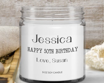 Personalized 50th Birthday Candle Gift, Birthday Gift For Her Or Him, Gift For Best Friend, Custom Candle Gift, Personalized Candle Gift