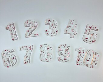 Pink blossom resin numbers