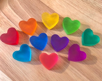 Frosted Rainbow Resin Hearts