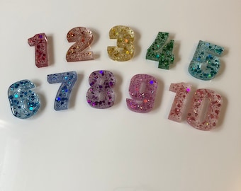 New Glitter Rainbow Sensory Resin Numbers