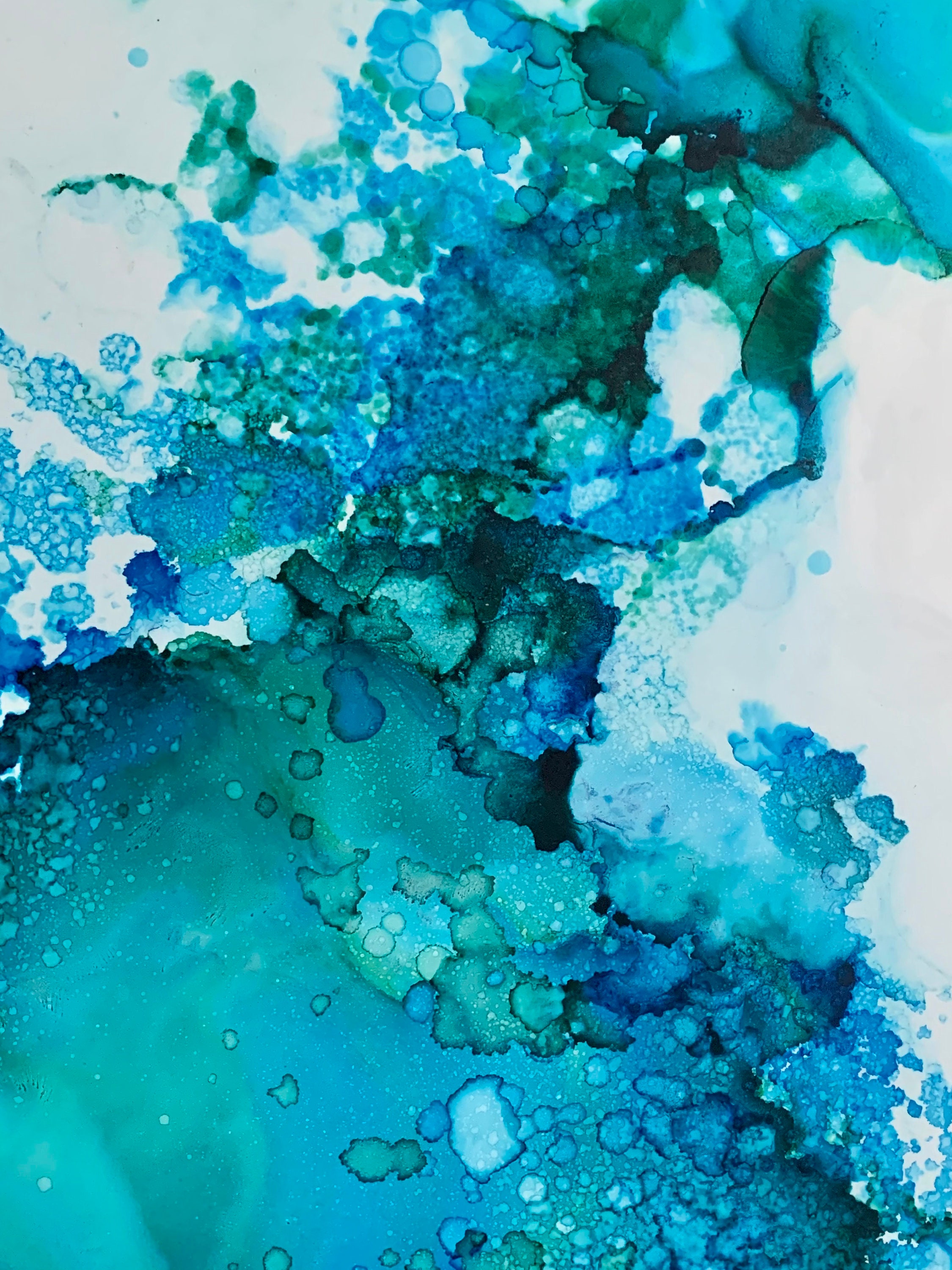 Original abstract painting Teal A3 Etsy