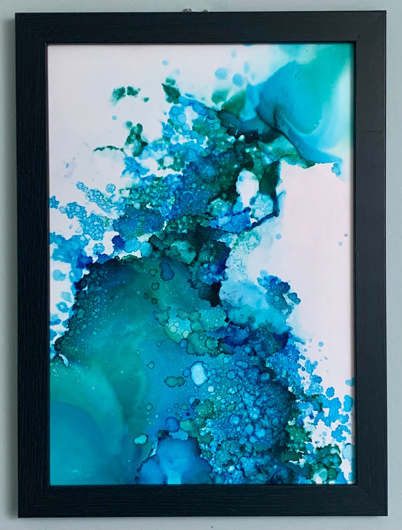 Original abstract painting Teal A3 Etsy