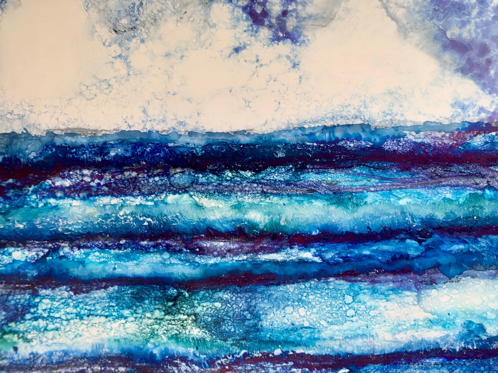 Original Mixed Media Ocean Waves Seascape A3 Etsy