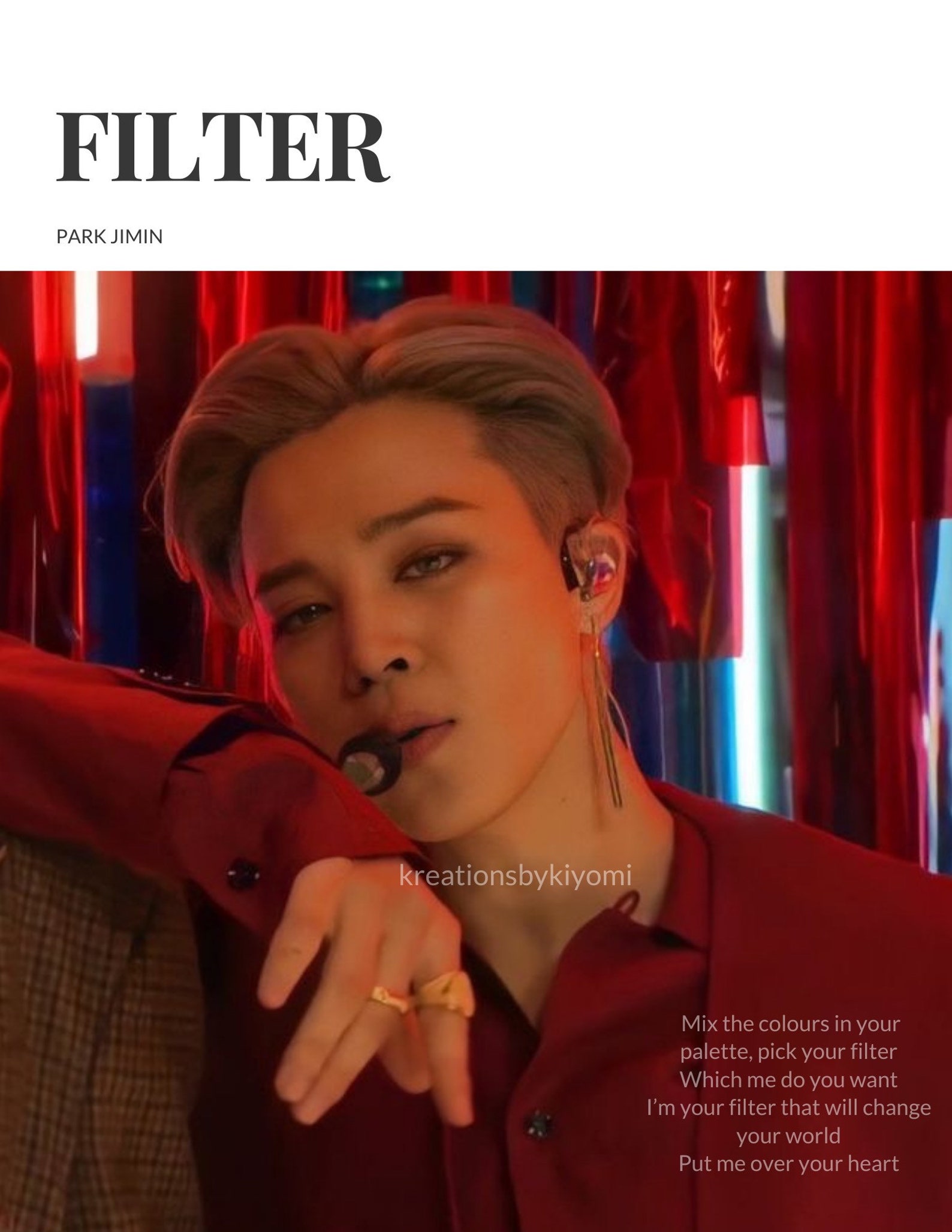 BTS Jimin Custom filter Print 8 1/2 X 11 2 Options Etsy