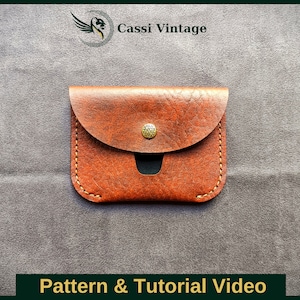 Patrón de billetera de cuero para tarjetas – Conjunto de plantillas – Cuero DIY – Descarga de PDF – Patrón de billetera con video