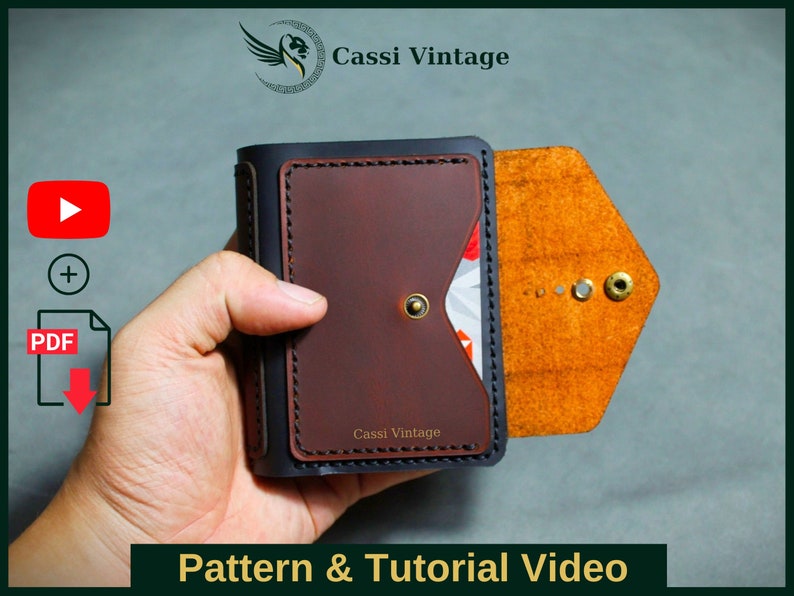 Leather Vertical Bifold Wallet Pattern PDF Leather DIY PDF Etsy