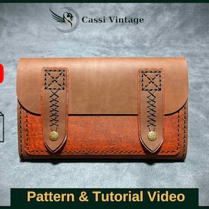 Patrón de billetera de cuero - Cartera de cuero DIY - Descarga de PDF - Conjunto de plantillas de billetera - Tutorial en video