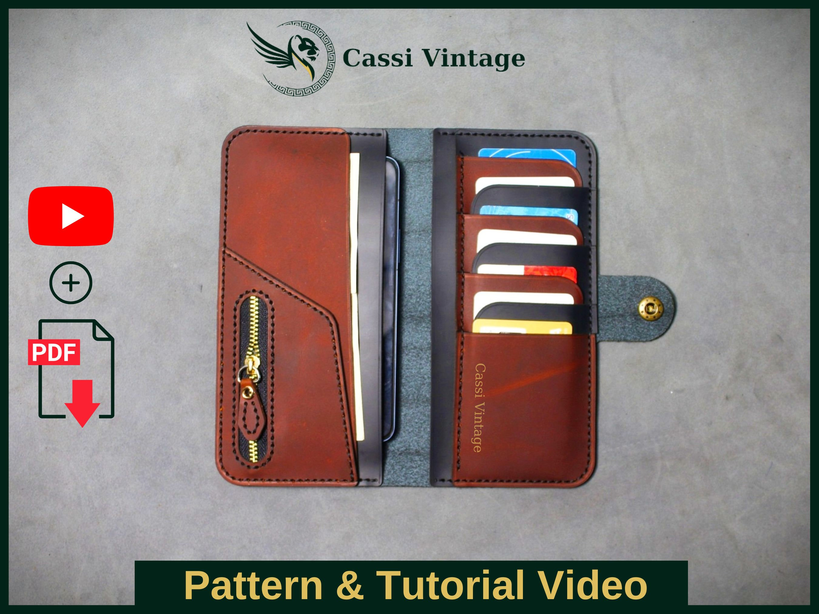 Checkbook Wallet Pattern Leather Long Wallet Pattern: DIY Checkbook Template (PDF Download) - Etsy