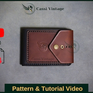Patrón de billetera de cuero mini - Conjunto de patrones - Cartera de cuero DIY - Descarga de PDF - Cartera de cuero - Tutorial en video