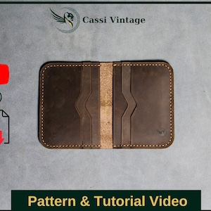 Patrón de tarjetero doble de cuero - Patrón de billetera minimalista - Cuero DIY - Descarga de PDF - Plantilla de billetera con video