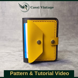 Mini Leather Vertical Wallet Pattern - Pattern Set - Leather DIY - Pdf Download - Leather Wallet- Video Tutorial