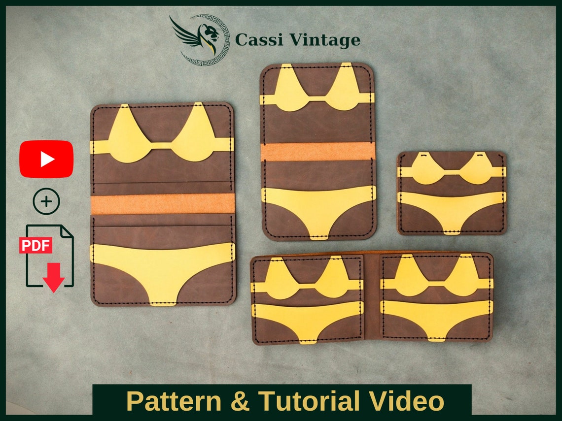Leather Wallet Pattern Set: Minimalist DIY Templates (PDF Download) - Etsy