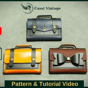 Conjunto de 3 patrones de billeteras de cuero para mini bolsos - Patrón de billetera minimalista - Cuero DIY - Descarga en PDF - Plantilla de billetera con video