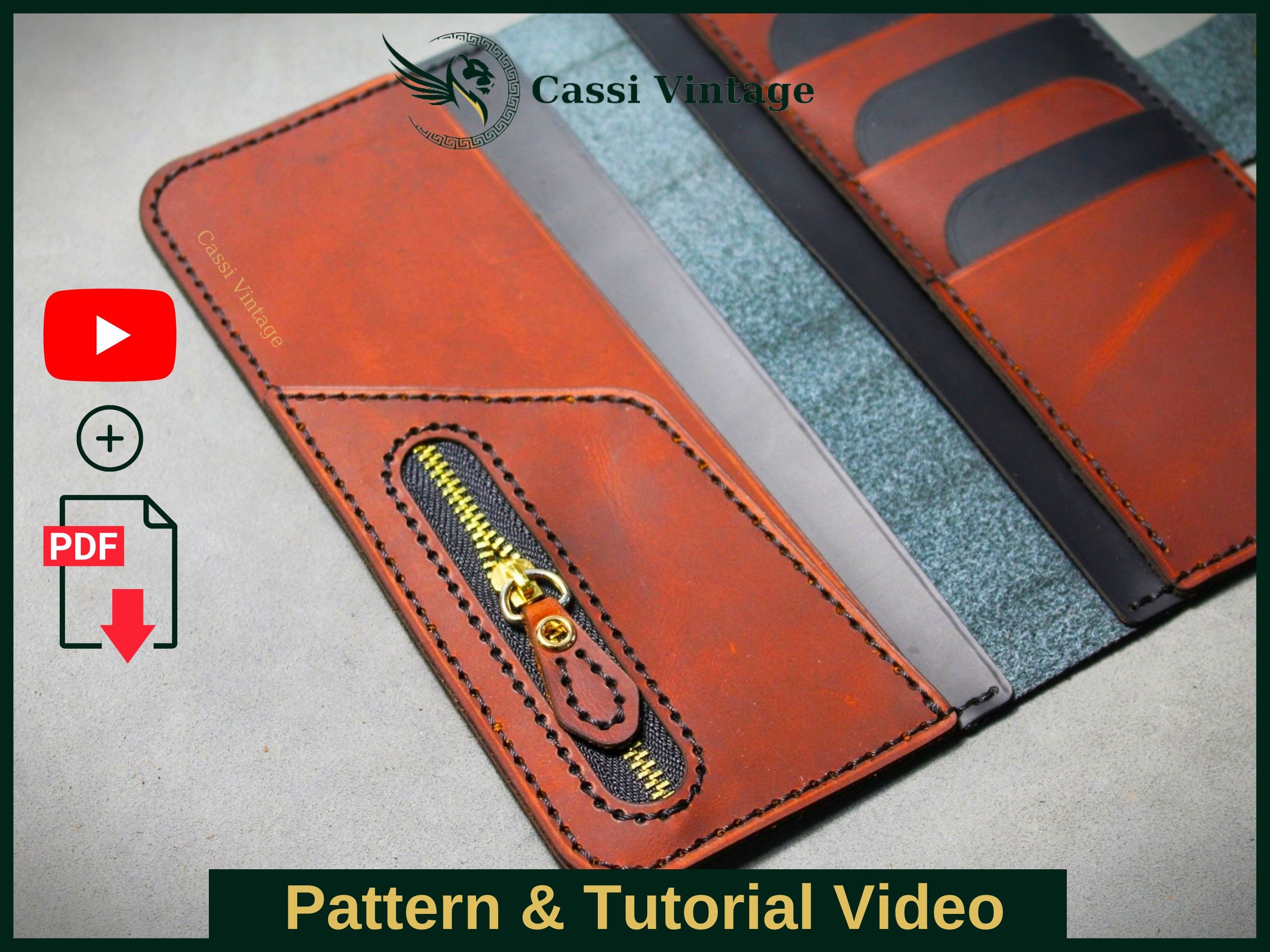 Checkbook Wallet Pattern Leather Long Wallet Pattern: DIY Checkbook Template (PDF Download) - Etsy
