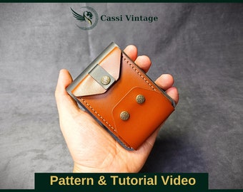Mini Leather Wallet Pattern - Pattern Set - Leather DIY - Pdf Download - Leather Wallet- Video Tutorial