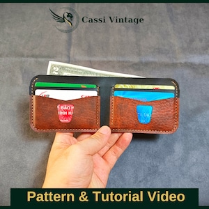Leather bifold wallet pattern PDF, Leather DIY, PDF Download, Leather Wallet Pattern, Wallet Pattern, Wallet Template