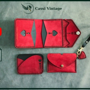 Combo 3 Mini Leder Geldbörse Schnittmuster - Muster Set - Leder DIY - Pdf Download - Leder Geldbörse - Video Anleitung