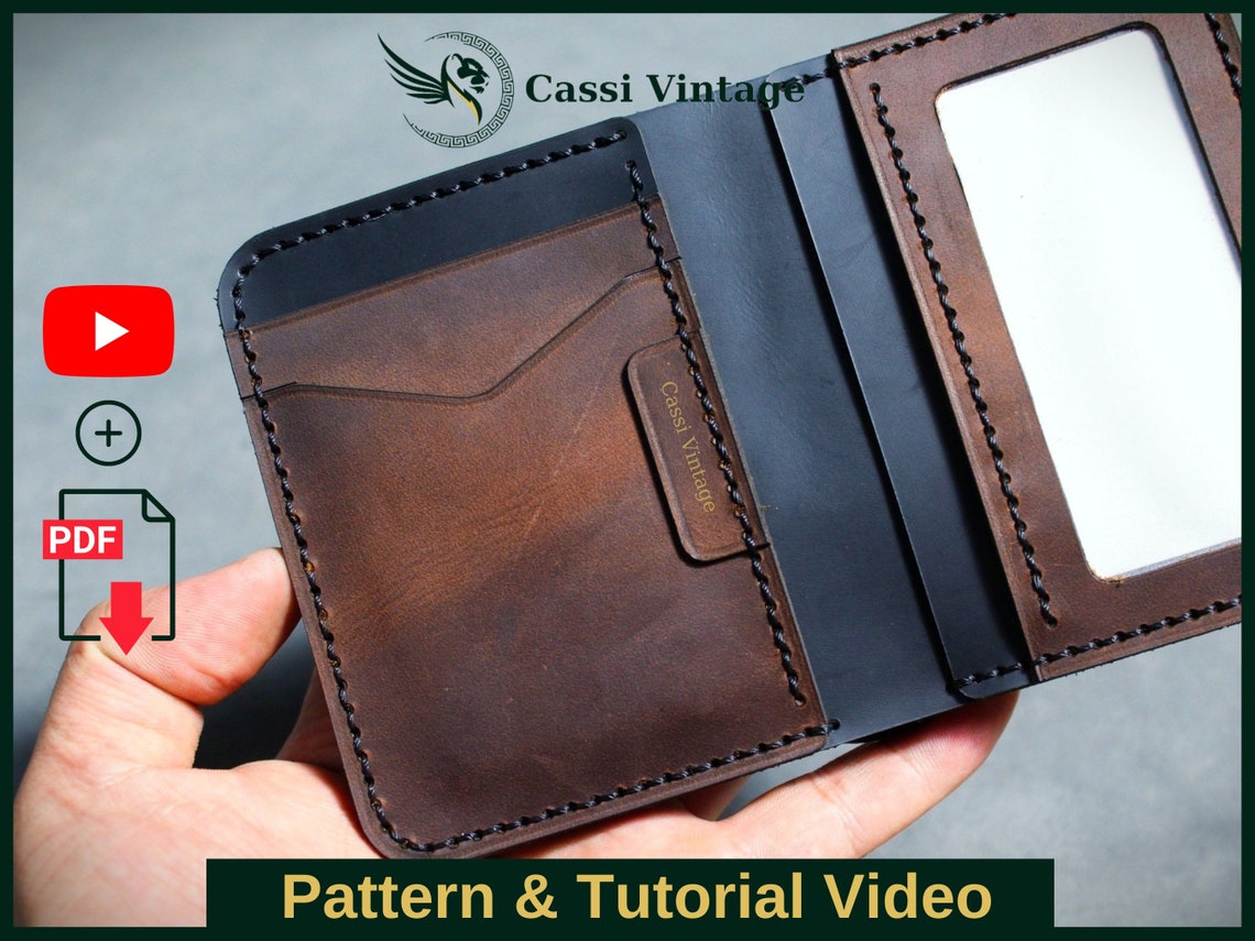 Leather Vertical Bifold Wallet Pattern PDF Leather DIY PDF Etsy