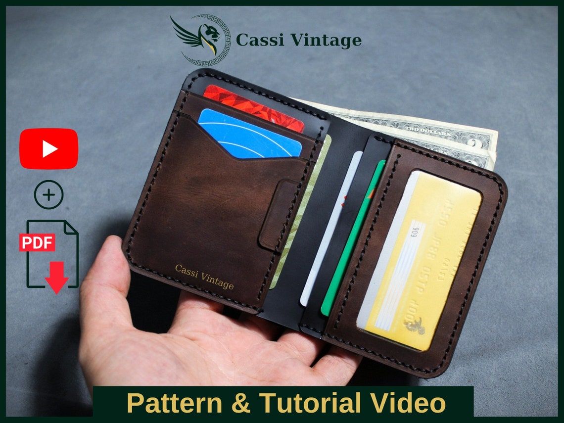 Leather Vertical Bifold Wallet Pattern PDF Leather DIY PDF Etsy