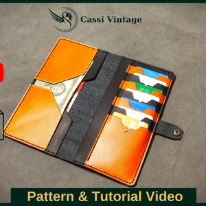 Leather Long wallet pattern PDF, Leather DIY, PDF Download, Leather Wallet Pattern, Wallet Pattern, Wallet Template