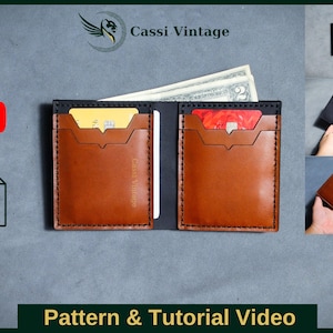 Mini-Leder vertikal faltbare Brieftasche Muster PDF, Leder DIY, PDF-Download, Leder Brieftasche Muster, Brieftasche Muster, Brieftasche Vorlage