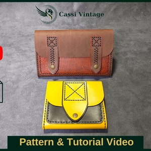 Set of 2 Leather Clutch Wallet Patterns - Leather DIY - Pdf Download - Wallet Template Set - Video Tutorial