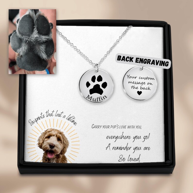 Paw Print Pendant, Dog Name Necklace, Custom Pet Memorial Keepsake Etsy