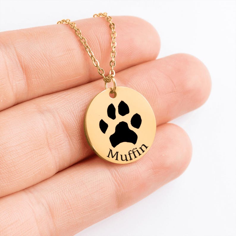 Paw Print Pendant, Dog Name Necklace, Custom Pet Memorial Keepsake Etsy