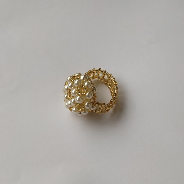 Pearl Beaded Rings, Non-metal Jewelry