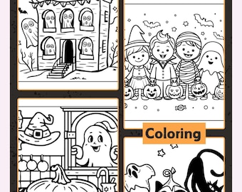 Coloring and drawing for children Halloween theme - 10 pages to print