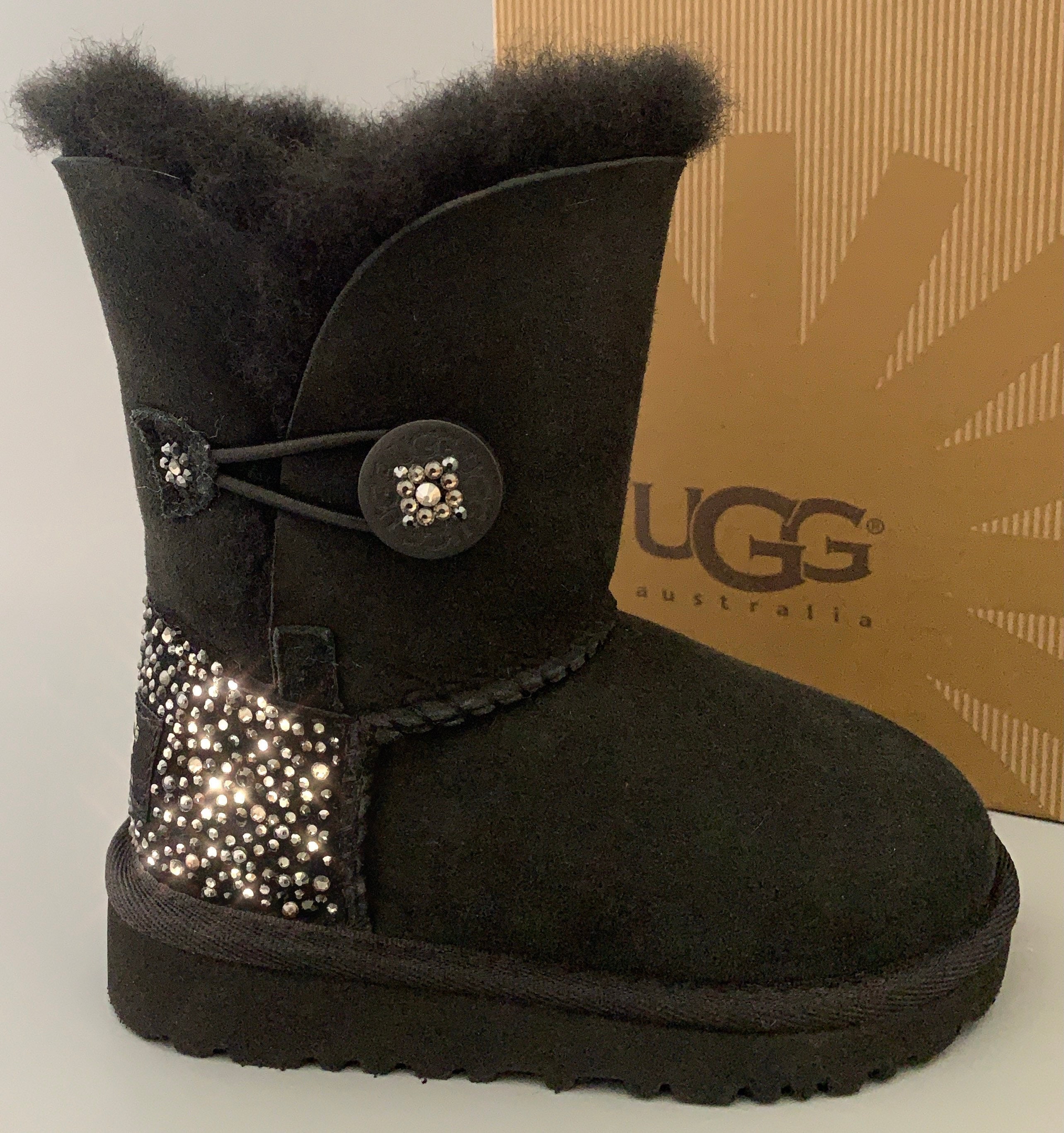 UGG Bailey Button Suede Boots Embellished With Swarovski UGG Bailey Button Suede Boots Embellished With Swarovski
