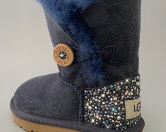 UGG Bailey Button II  Suede boots Embellished with Swarovski Crystals~Toddler size 9 Style #1017400T NAVY #31