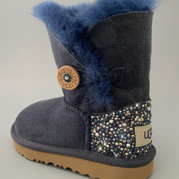 UGG Bailey Button II  Suede boots Embellished with Swarovski Crystals~Toddler size 9 Style #1017400T NAVY #31