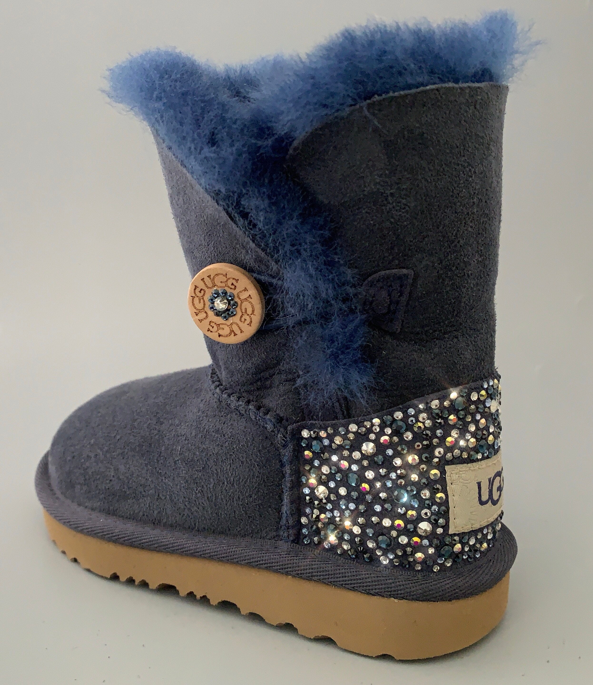 UGG Bailey Button II Suede Boots Embellished With Swarovski   Etsy