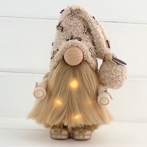 Love Gnome with hand poured/hand painted ceramic boots ~ height 8 inch~ Can be personalized with Name and Fairy lights-