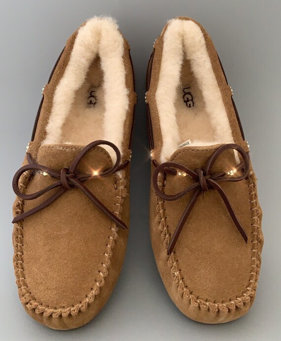 UGG Brown Leather Slip-On Loafers with Moccasin Stitching Ellis Loafer for Women | UGG® main image 3
