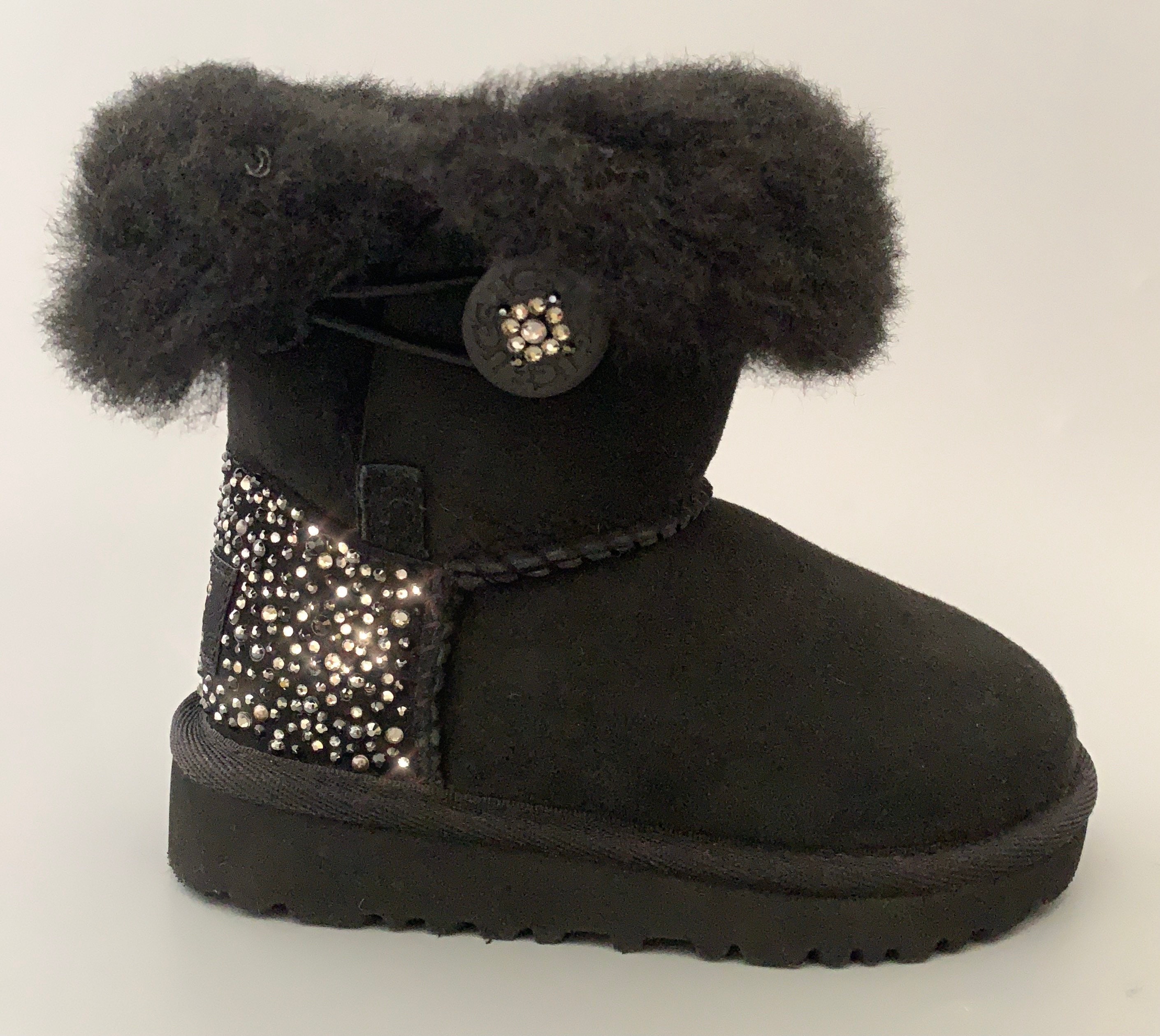 UGG Bailey Button Suede Boots Embellished With Swarovski UGG Bailey Button Suede Boots Embellished With Swarovski