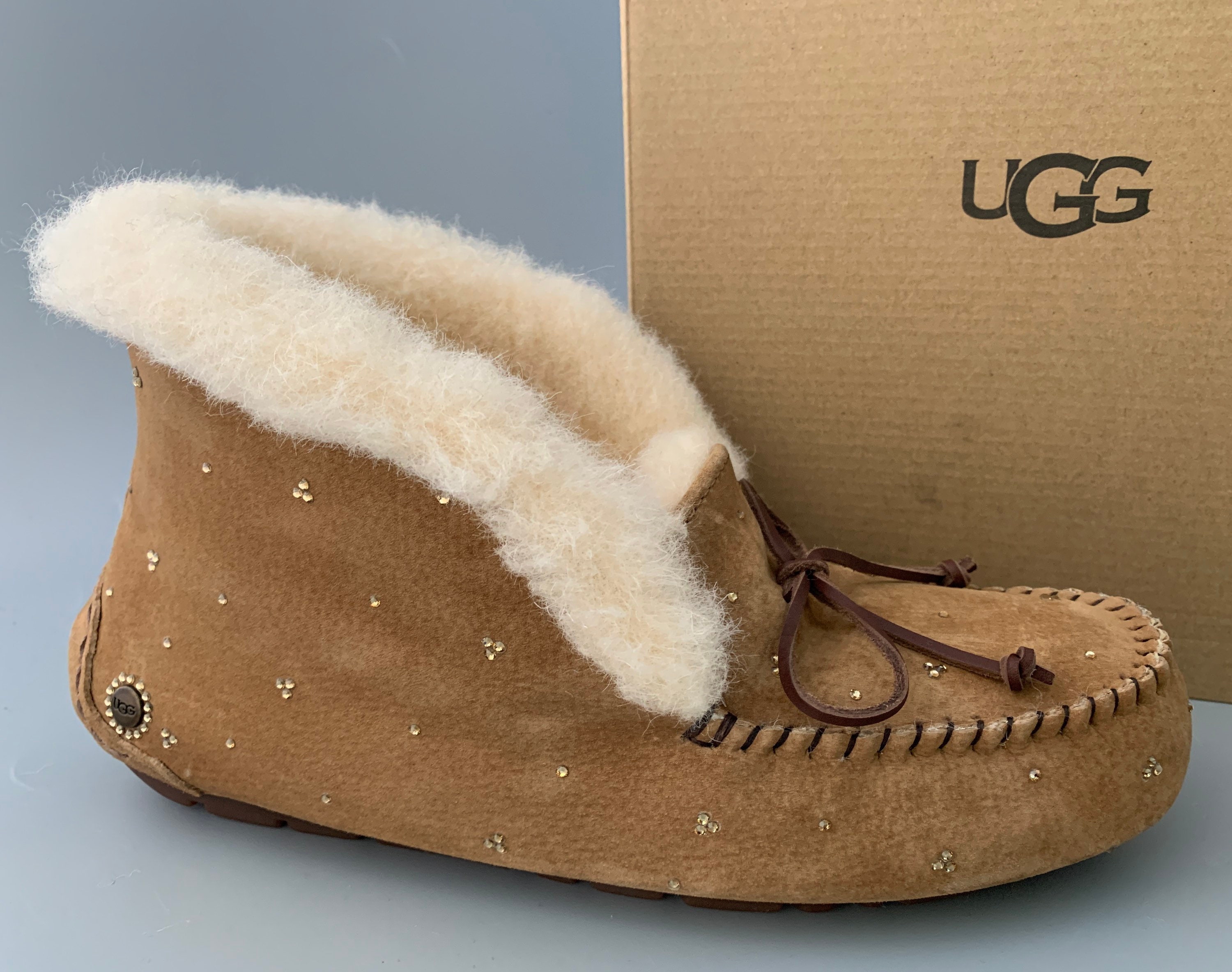 Swarovski UGG Australia ALENA Indoor outdoor Slippers Women Size 6 Chestnut 1004806 New in Box Bling Etsy