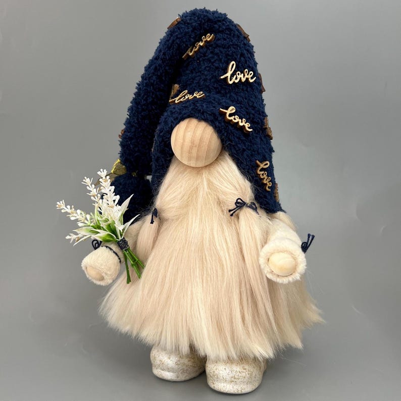 Love Gnome With Hand Poured/hand Painted Ceramic Boots standing Height