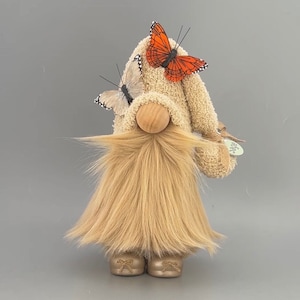 Farmhouse Gnome with hand poured/hand painted ceramic boots ~standing height 9.5 inch~ Fall Gnome~Spring Gnome~Butterfly
