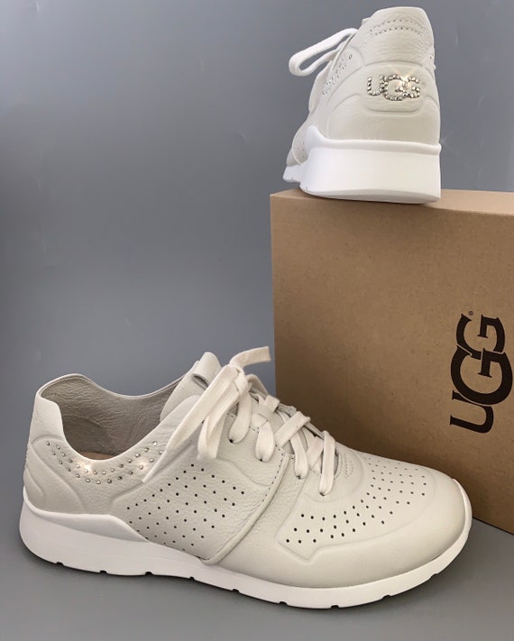 UGG TYE Leather Fashion Sparkle Sneakers Embellished With UGG TYE Leather Fashion Sparkle Sneakers Embellished With